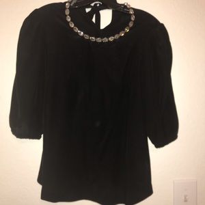 Couture Dolce & Gabbana Blk Rhinestone Neck Blouse